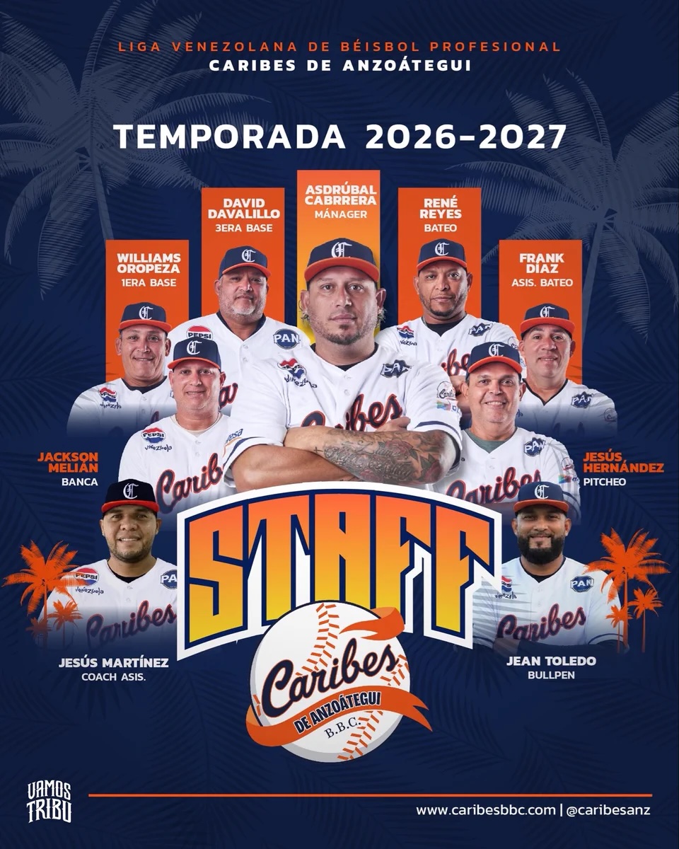 Caribes define su cuerpo técnico para la temporada 2026-27 de la LVBP