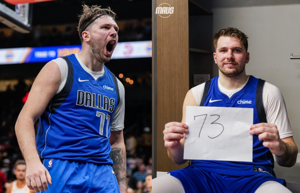 Luka anota 73 puntos en contra de los Hawks y establece récord personal y de franquicia